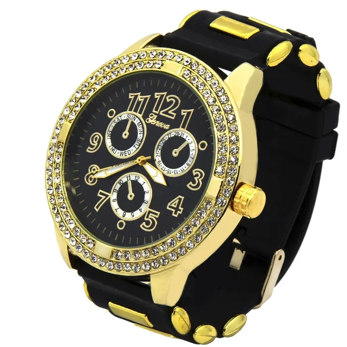 Gold Geneva Bold # Silicone Band Watch