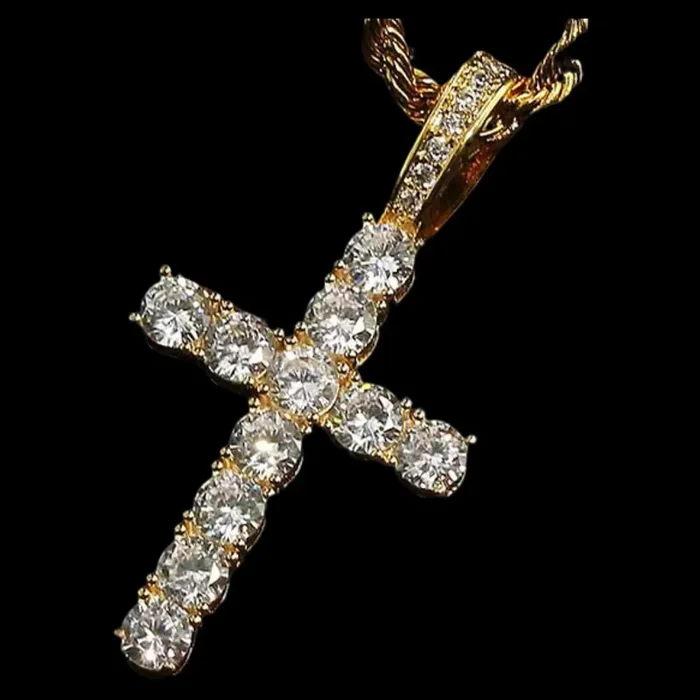 Gold Iced Cross Pendant