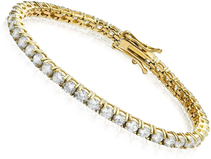 GOLD IDEA JEWELRY Hip Hop 1 Row Iced Out Tennis Chain Stainless Steel-4mm/5mm 5A+ Cubic Zirconia Diamond Tennis Necklace or Bracelet for Men Women