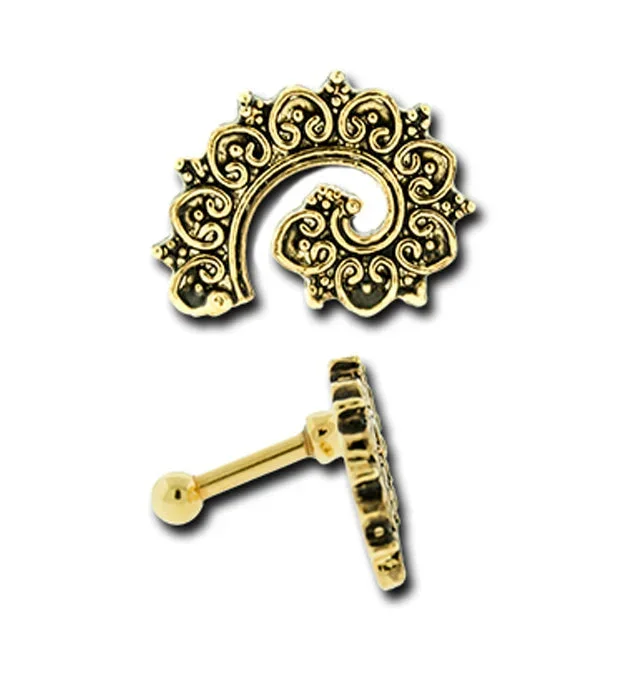 Gold Paisley Tragus – Cartilage Barbell