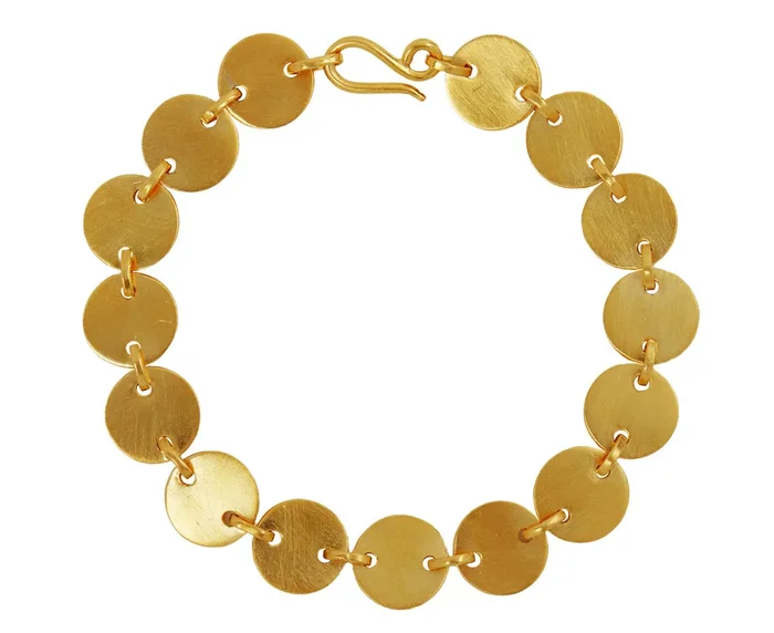 Gold Plated Round Disc Link Bracelet