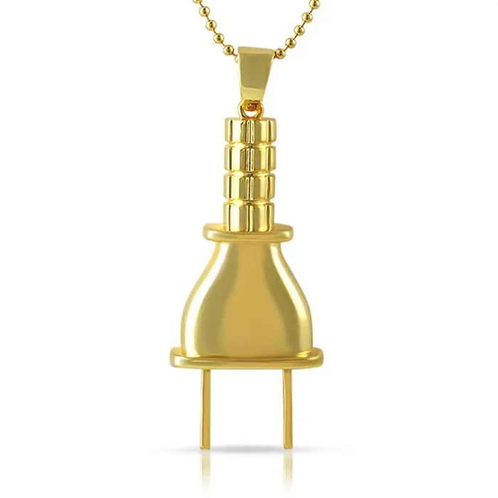 Gold Plug Polished Hip Hop Pendant