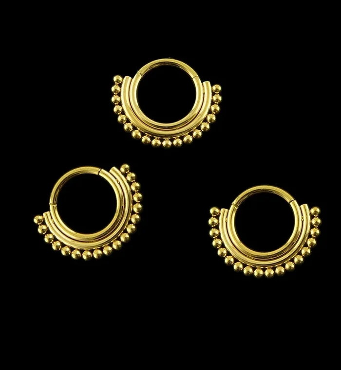Gold PVD Beaded Row Hinged Segment Ring
