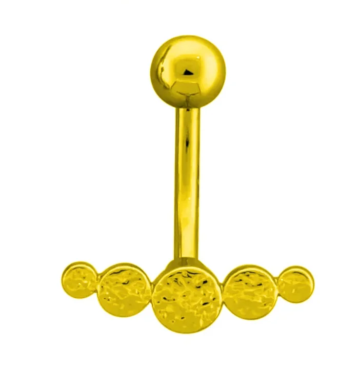 Gold PVD Hammered Arc Stainless Steel Belly Button Ring