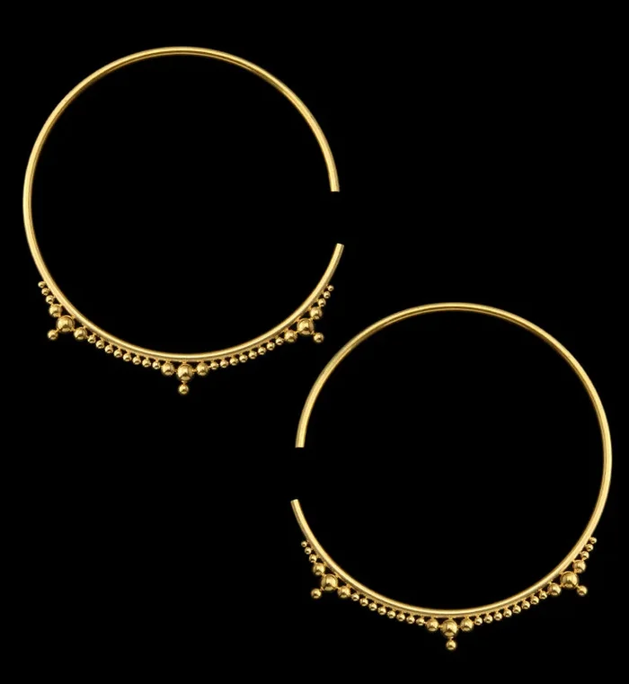 Gold PVD Mini Drip Bead Hoop Stainless Steel Ear Weights