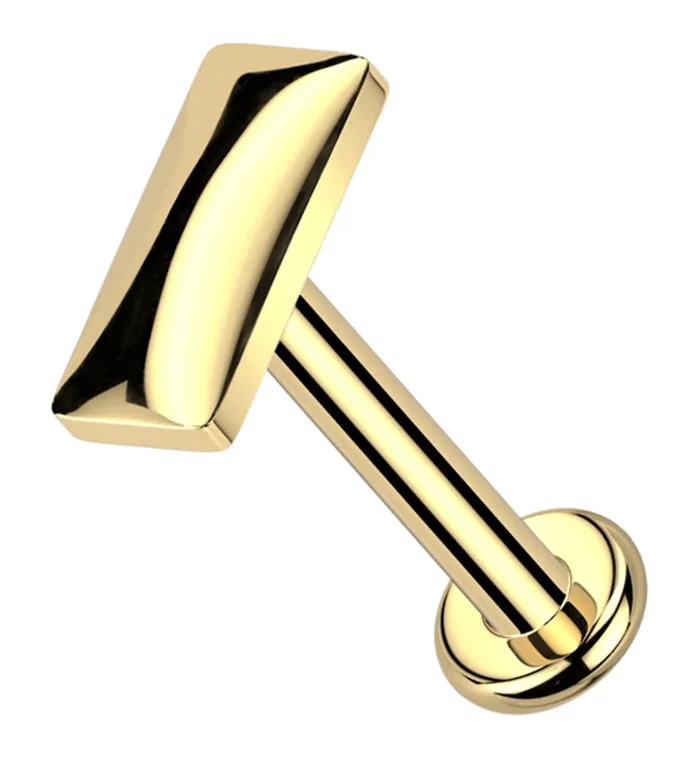 Gold PVD Stake Internally Threaded Titanium Flat Disk Labret