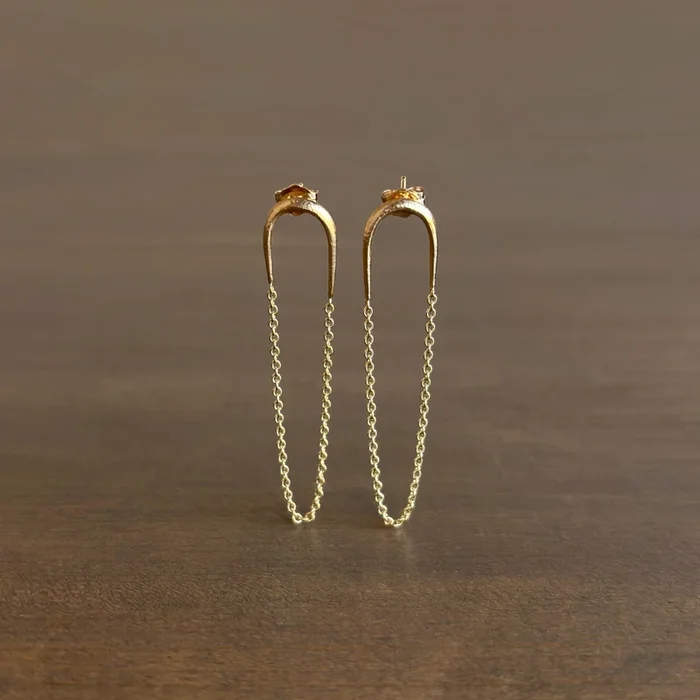 Gold Swinger Dangle Chain Earrings