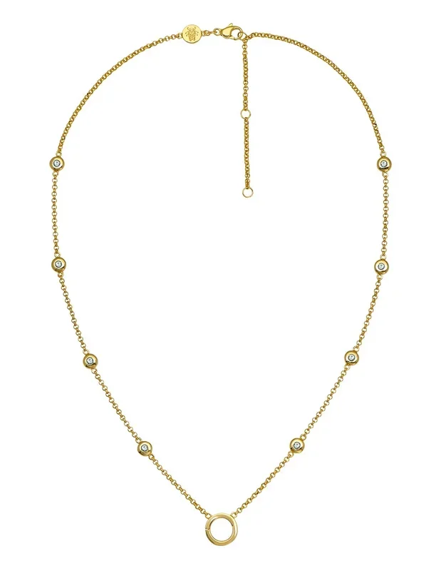 Goldbug Collection Blue Topaz Bezel Charm Necklace