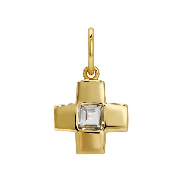 Goldbug Collection White Topaz Cross Charm