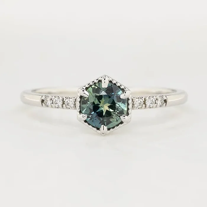 Grace Ring, 0.77ct Parti Blue Green Queensland Sapphire