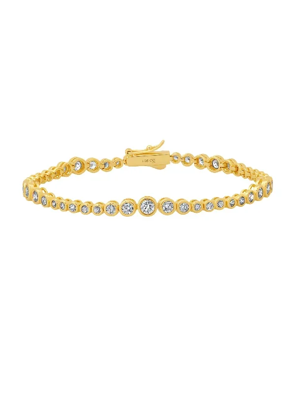 Graduated Bezel Tennis Bracelet in Gold