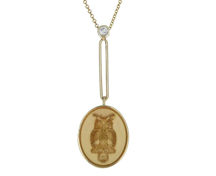 Grandfather Fantasy Owl Signet Necklace