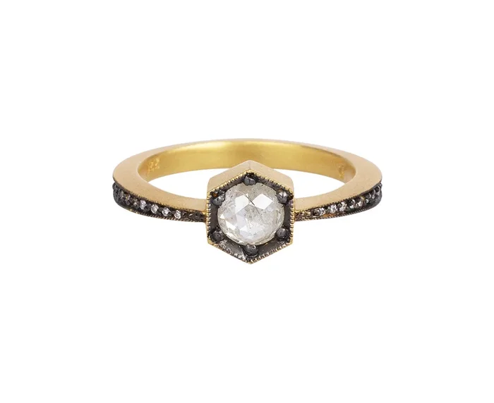 Gray Diamond Hex Ring