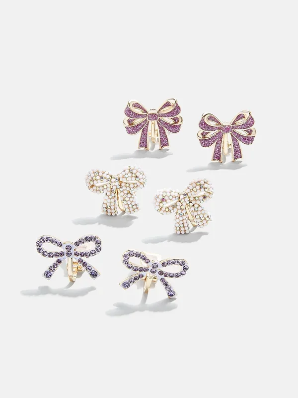 Greatest Gift Kids’ Clip-On Earring Set – Purple