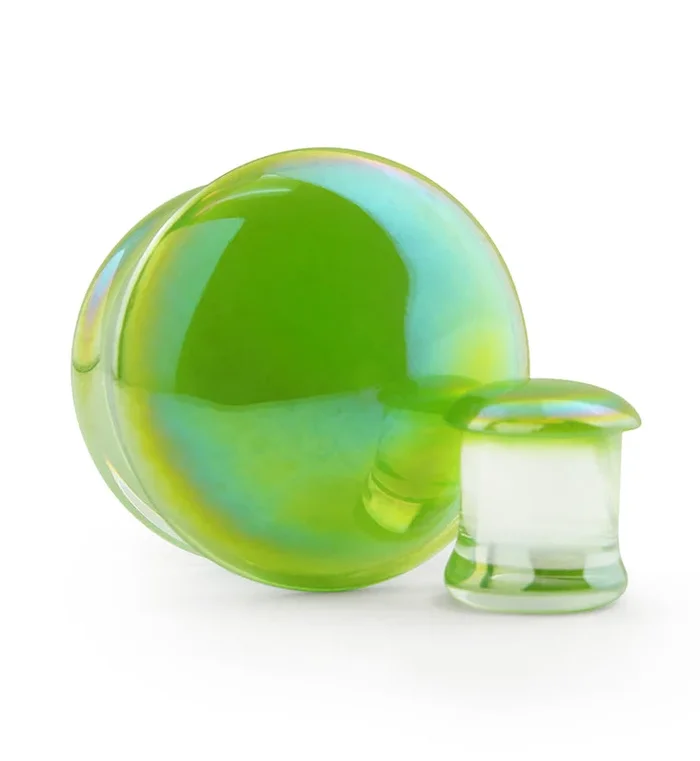 Green Oil Splash Glass Plugs
