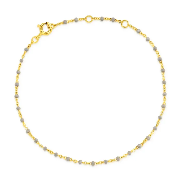 GREY ENAMEL BEAD SATELITE BRACELET, GOLD BR