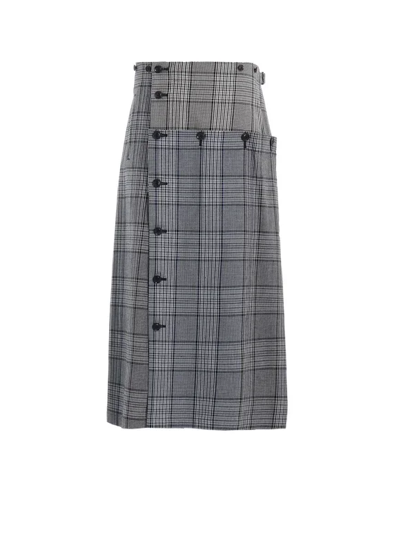 GRID PLAID BUTTON SKIRT