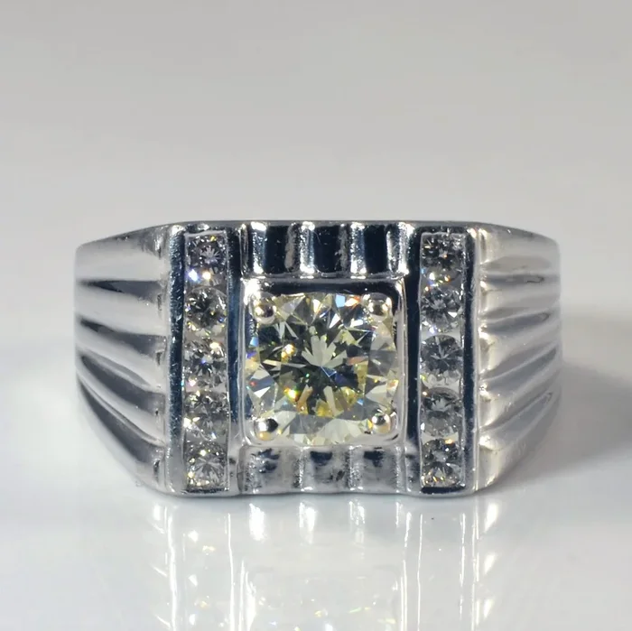 Grid Texture Diamond Wide Ring | 1.46ctw | SZ 9 |
