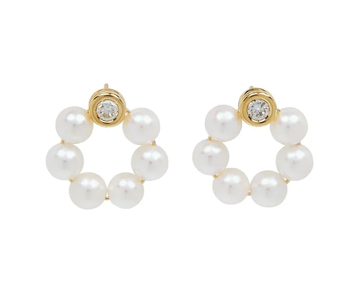 Grotto Margherita Pearl and Diamond Earrings