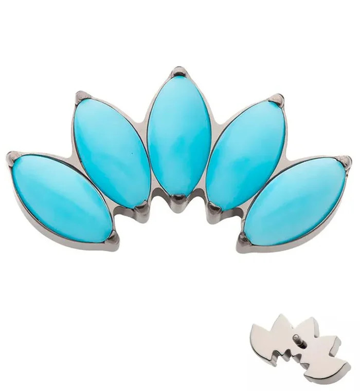 Half Crown Howlite Turquoise Internally Threaded Titanium Top