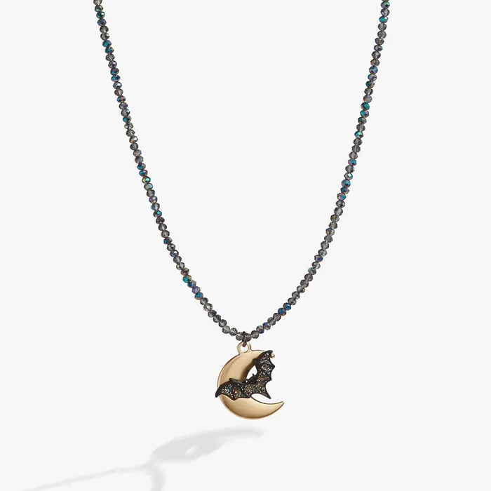 Halloween Moon and Bat Necklace