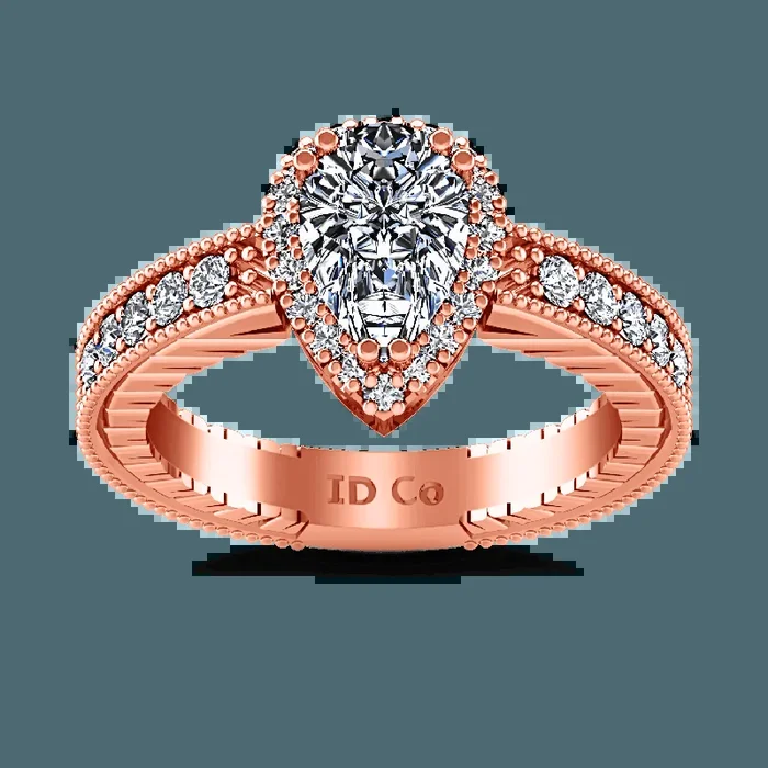 Halo Diamond Engagement Ring Candence 14K Rose Gold