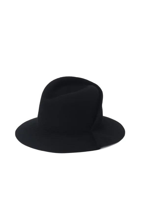 HAT MATERIAL BK TUCKED FEDORA
