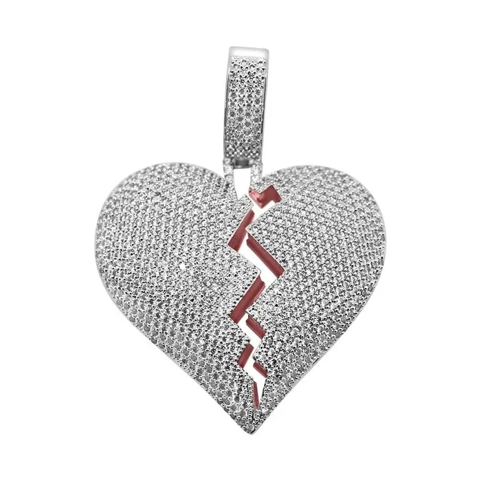 Heart Breaker Rhodium CZ Bling Bling Pendant
