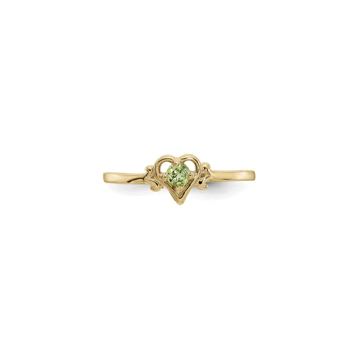 Heart Outlined August Birthstone Peridot Ring (14K)