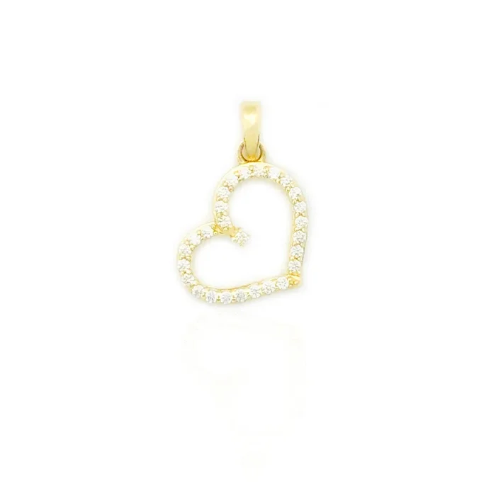 Heart Shaped CZ Pendant (14K)