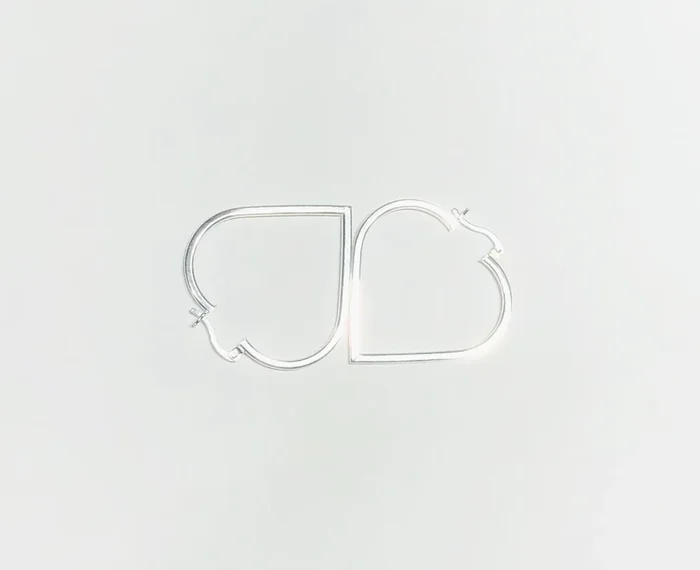Heart Shaped Hoop Earrings (Silver)
