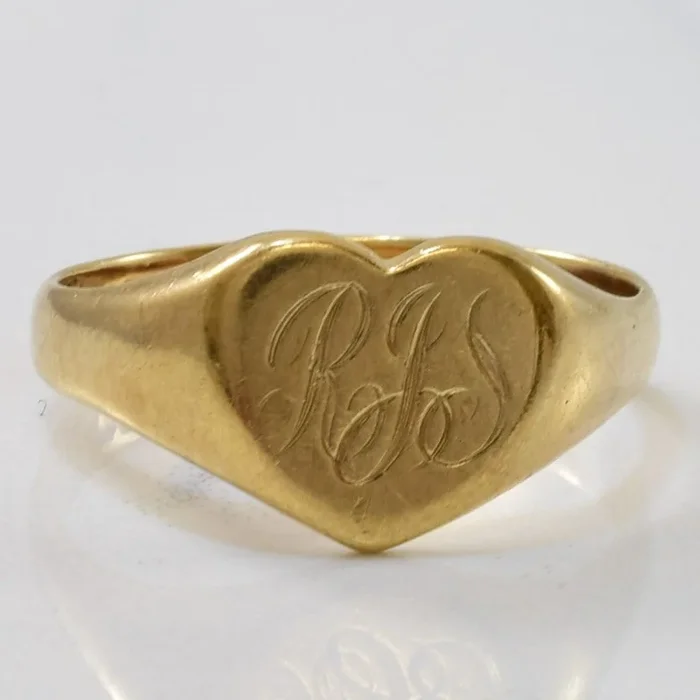 Heart Shaped Initial ‘RJS’ Signet Ring | SZ 6.75 |