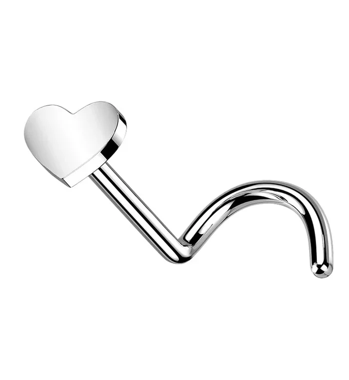 Heart Titanium Threadless Nose Screw Ring
