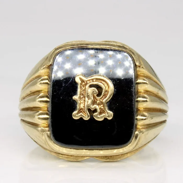 Hematite ‘R’ Initial Ring | 7.75ct | SZ 7.25 |