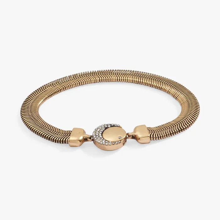 Herringbone Crystal Moon Bracelet