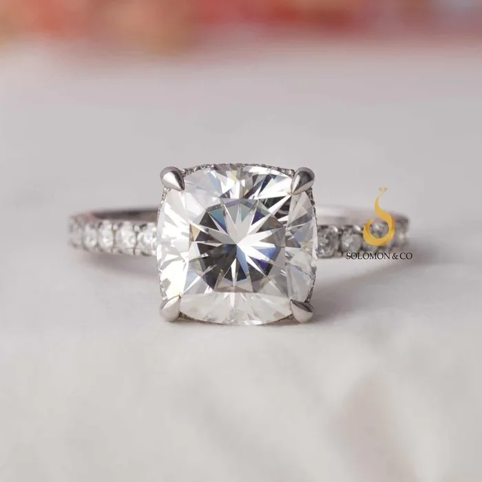 Hidden Halo Cushion Cut Engagement Ring
