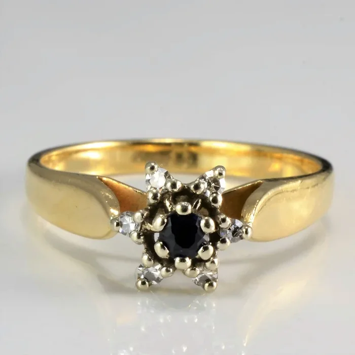 High Set Sapphire & Diamond Cluster Ring | 0.10ctw, 0.06ctw | SZ 5.75 |