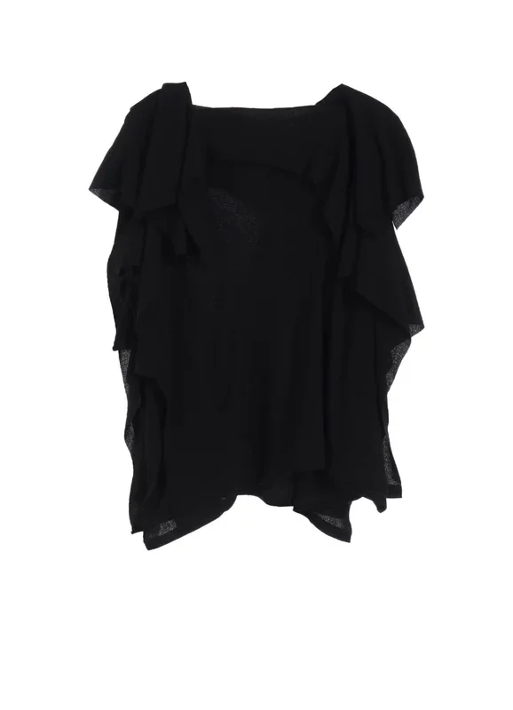 HIGH TWISTED CREPE&INTERLOCK DRAPED DETAIL SLEEVELESS T