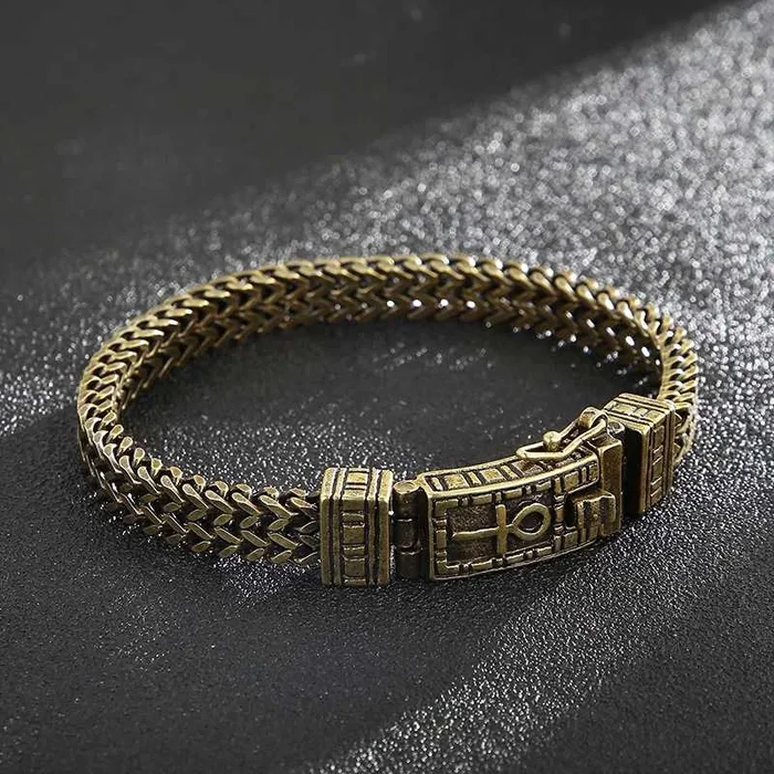 Hip hop 8mm titanium steel double chain bracelet