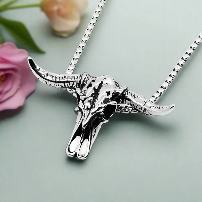 Hip Hop Bull Head Skull Necklace