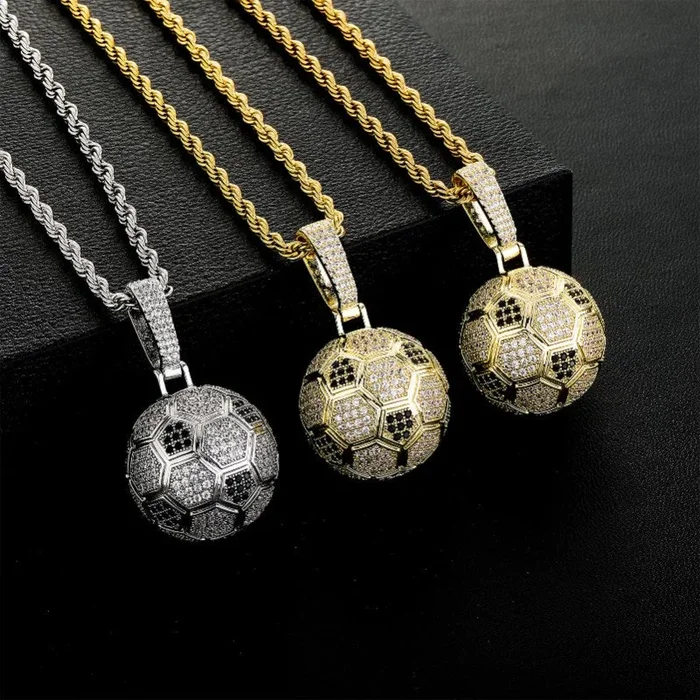 Hip-hop micro-set zircon World Cup football pendant