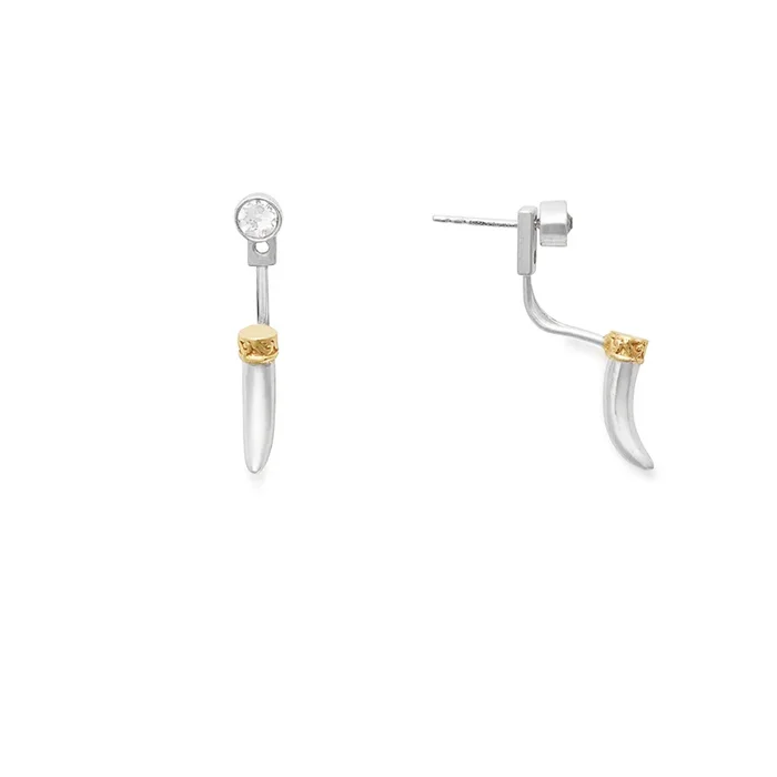 Horn + Crystal Drop Earrings