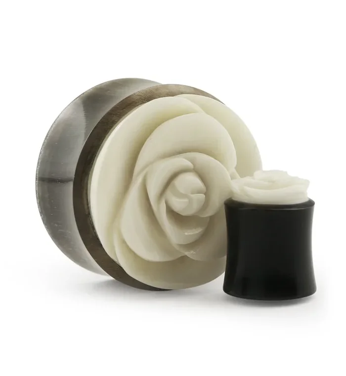 Horn Plugs With Rosebud Inlay