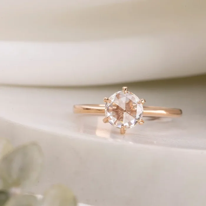 フローリンリング　ローズカットダイヤモンド　1.18ct　14Kローズゴールド　GIA鑑定書付き