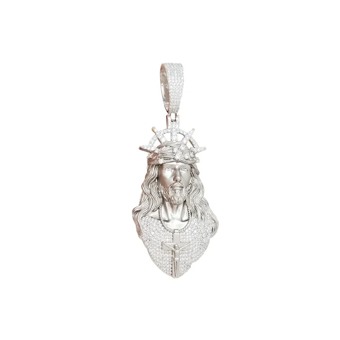 Ice-Out Jesus Head Pendant (SILVER)