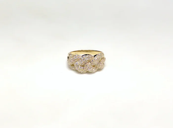 Iced Out “Challah” Braid Ring 10K