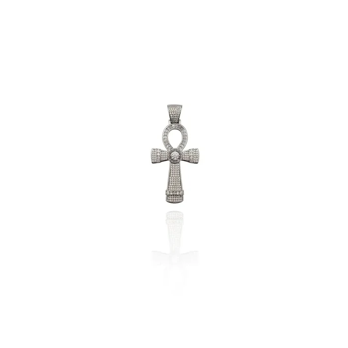 Iced-Out Ankh CZ Pendant (Silver)