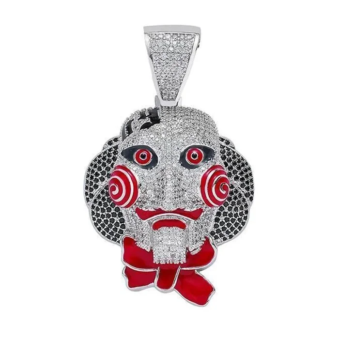 Iced-Out Billy the Puppet Pendant (Silver)