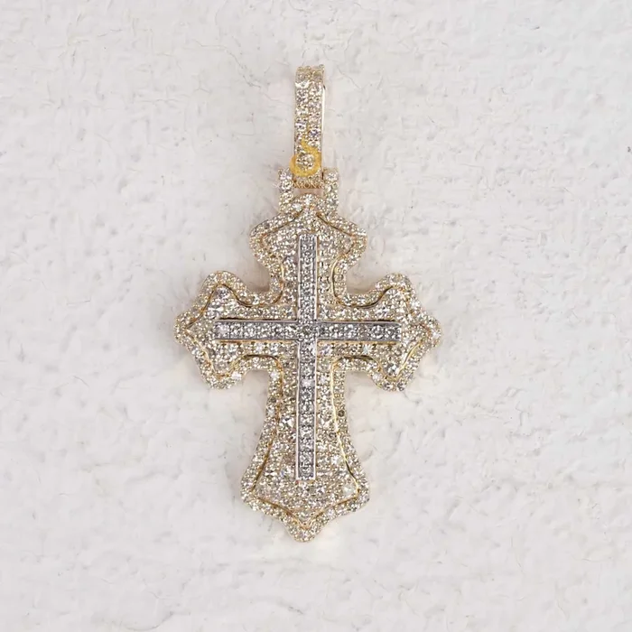 Iced Out Bling Round Diamond Cross Hip Hop Pendant For Men