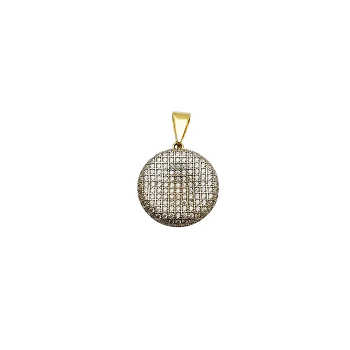 Iced-Out Circle Pendant (14K)